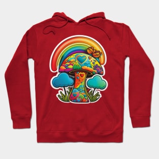 Groovy Psychedelic Mushrooms in Red Hoodie